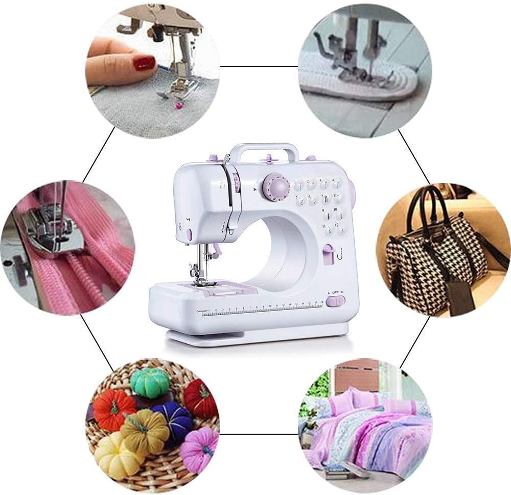 12 Stitch Multi-Function Sewing Machine, Household Sewing Machine, Electric Sewing Machine, Mini Portable Sewing Machine,Double-line Two-speed Reverse Stitch