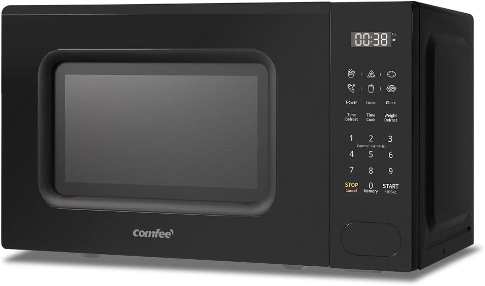 COMFEE 700w 20 Litre Digital Microwave Oven with 6 Cooking Presets, Express Cook, 11 Power Levels, Defrost, and Memory Function - Black - CM-E202CC(BK)