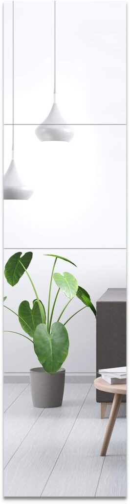 EVENLIVE® Full length mirror Tiles, 30cm x 30cm 4 Pack-Self Adhesive Real Glass Frameless Wall Mirrors for Home Decoration