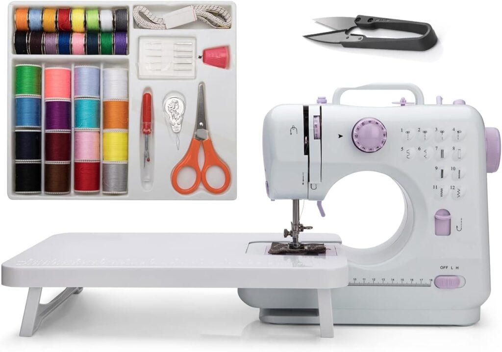 Galadim Sewing Machine (12 Stitches, 2 Speeds, LED Sewing Light, Foot Pedal) - Small Electric Overlock Sewing Machines with 2 Speed 12 Built-in Stitch Patterns GD-015-A15