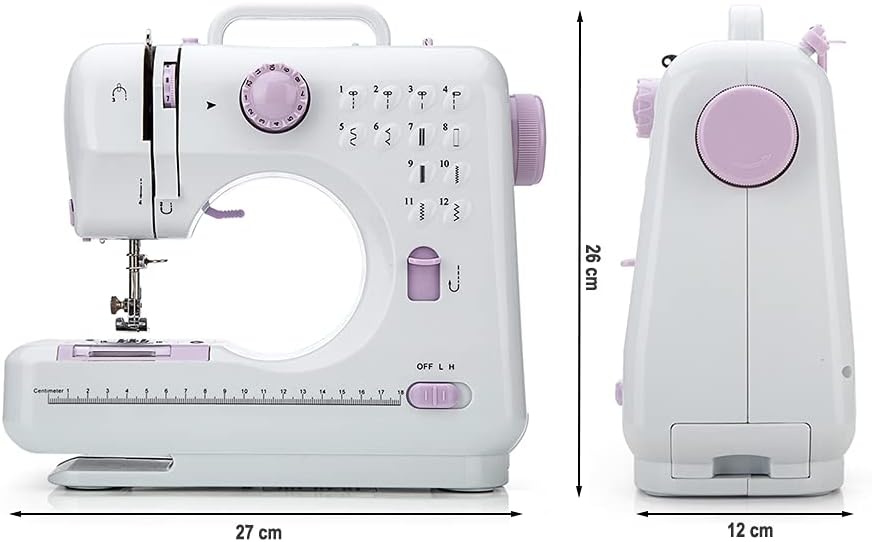 Galadim Sewing Machine (12 Stitches, 2 Speeds, LED Sewing Light, Foot Pedal) - Small Electric Overlock Sewing Machines with 2 Speed 12 Built-in Stitch Patterns GD-015-A15