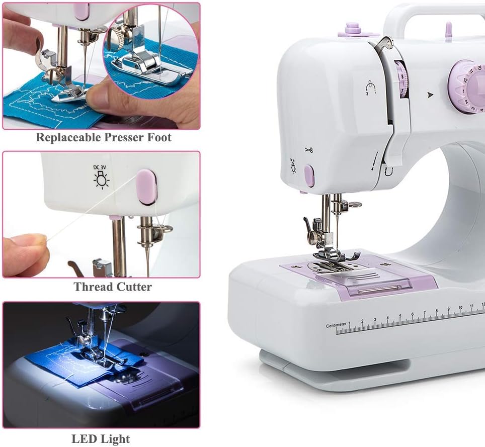 Galadim Sewing Machine (UK Plug, 12 Stitches, 2 Speeds, LED Sewing Light) - Small Electric Overlock Sewing Machines with 2 Speed 12 Built-in Stitch Patterns – Mini Household Sewing Machine GD-015-A35