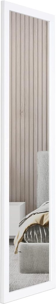 Home Selections Full Length Wooden Wall Mounted Mirror - White - 35x110cm