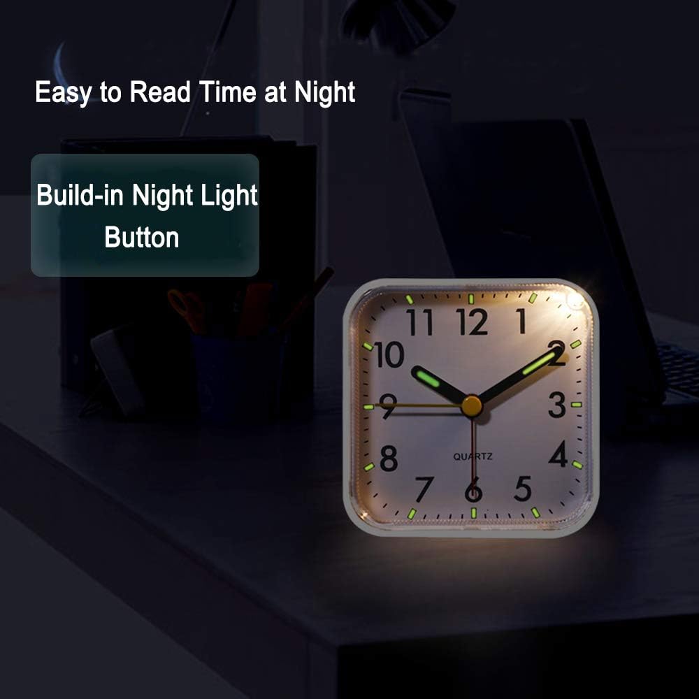 HOPSEM Silent Alarm Clock Battery Powered Non Ticking Bedside Clocks Large Display Basic Bedroom Clock Snooze Night Light Function Easy to Read Operate