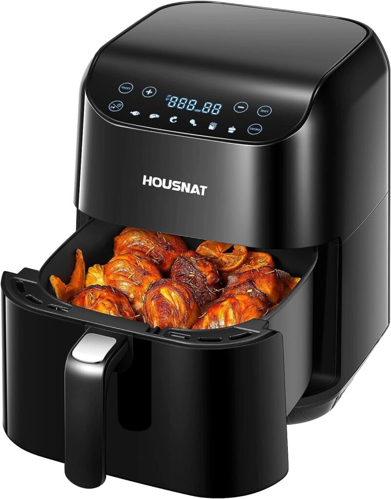 HOUSNAT Air Fryer, 1700W 5.5L Large Air Fryer Oven for Family, Presets to Bake, Roast, Reheat, LED One Touch Screen, Timer Adjustable Temperature, Nonstick and Detachable Basket, Black