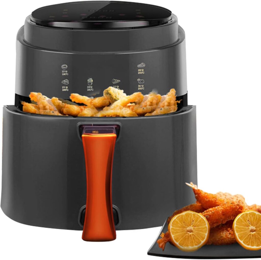 INMOZATA Air Fryer with LED Touch Screen,8L Large Oil Free Low Fat Air Fryers,60-Minute Timer Max 200℃ Setting Digital Air Fryer,Hot Air Circulation Air Fryer Oven,4 Presets,Nonstick Basket,1400W