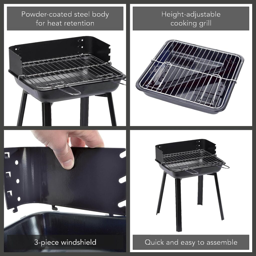 Landmann Porta-Go Charcoal Barbecue - Black | Small Compact and Portable occasional BBQ | Grill 28cm X 35cm | Height 44.5cm
