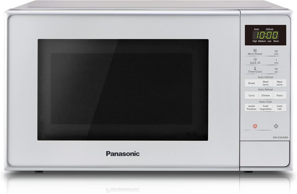 Panasonic NN-E28JMMBPQ Compact Solo Microwave Oven with Turntable, 800 W, 20 Litres, Silver