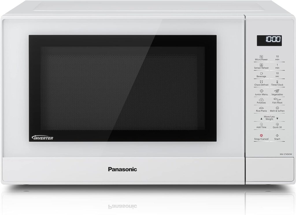 Panasonic NN-ST45KWBPQ Microwave Oven, 32 Litres, 1000W, Turntable, Easy Operation LCD, Touch Control Panel, 21 Auto Programs with Junior Menu (Puree Porridge) LED Interior bulb, White