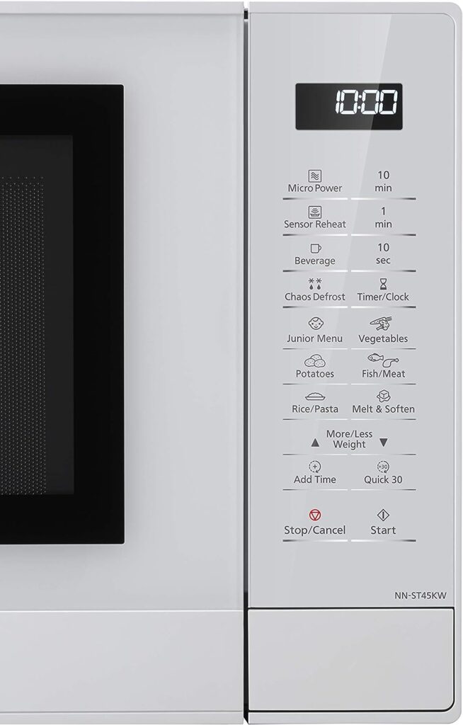 Panasonic NN-ST45KWBPQ Microwave Oven, 32 Litres, 1000W, Turntable, Easy Operation LCD, Touch Control Panel, 21 Auto Programs with Junior Menu (Puree Porridge) LED Interior bulb, White