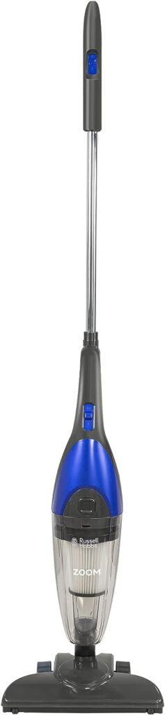 Russell Hobbs RHSV1001 Corded Upright Stick Vacuum Bagless 2 in 1 White and Blue 600W 0.5 L Dust Capacity, 5 metre Cord for Carpets Hard Floors with Crevice Brush Tool with 2 Year Guarantee