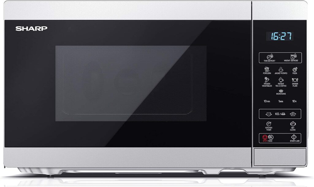 SHARP YC-MS02U-S Compact 20 Litre 800W Digital Microwave, 11 power levels, ECO Mode, defrost function, LED cavity light - Silver