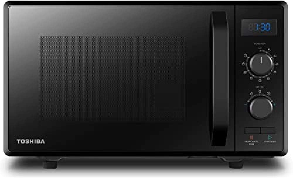 Toshiba 900w 23L Microwave Oven with 1050w Crispy Grill, Energy Saving Eco Function, 8 Auto Menus, 5 Power Levels and Position Memory Turntable - Black - MW2-AG23PF(BK)
