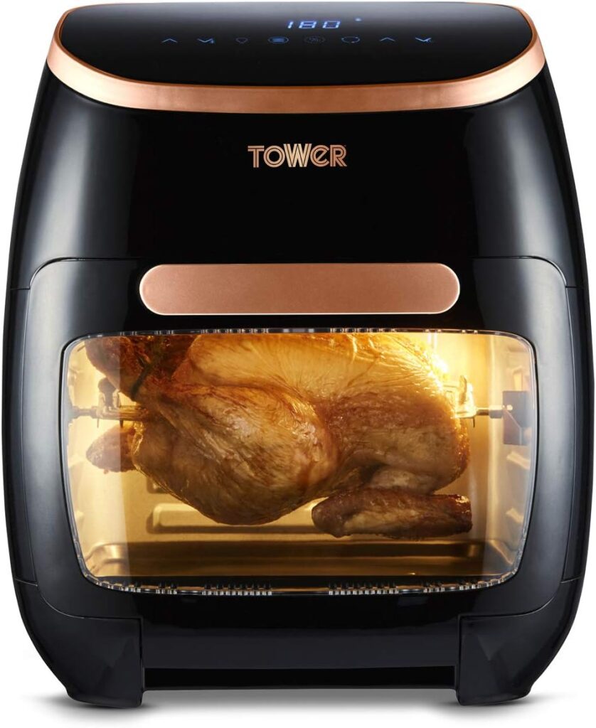 Tower T17039RGB Xpress Pro 5-in-1 Digital Air Fryer Oven with Rapid Air Circulation, 60-Minute Timer, 11L, 2000W, Black Rose Gold