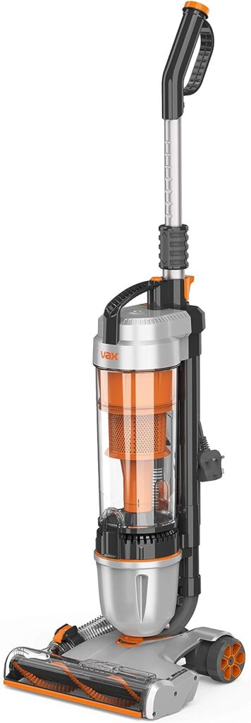 Vax Air Stretch Upright Vacuum Cleaner | Over 17m Reach | Powerful, Multi-cyclonic, with No Loss of Suction | Lightweight - U85-AS-Be, Silver and Orange, 820W