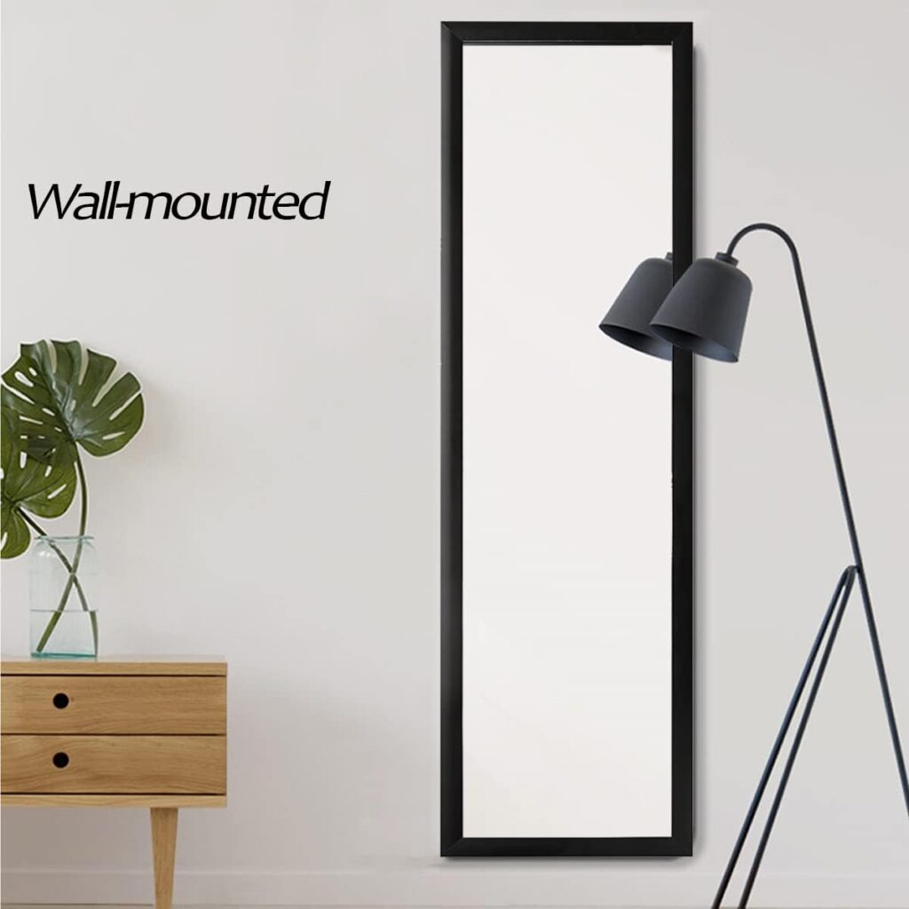 Vivo Technologies Over the Door Mirror - Full Length Hanging Door Mirror for Bedroom, Bathroom, Dorm, Wardrobe, 106x36cm Black
