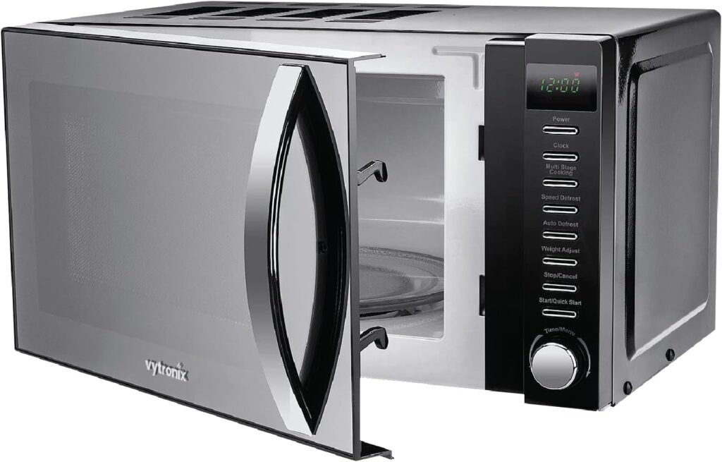 VYTRONIX VY-HMO800 800W Digital Microwave Oven | Freestanding Microwave with 5 Power Levels, Clock Timer Function | Black Microwave with Mirrored Front, 20 Litre Capacity-hmo800
