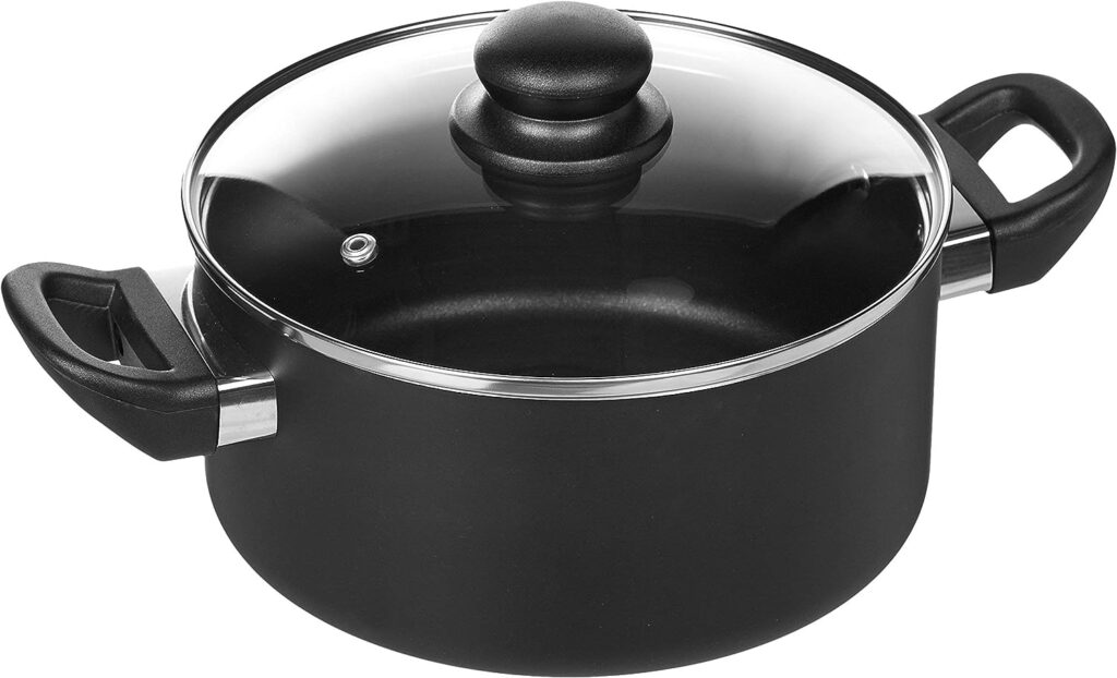 Amazon Basics 8-Piece Non-Stick Cookware Set, Black