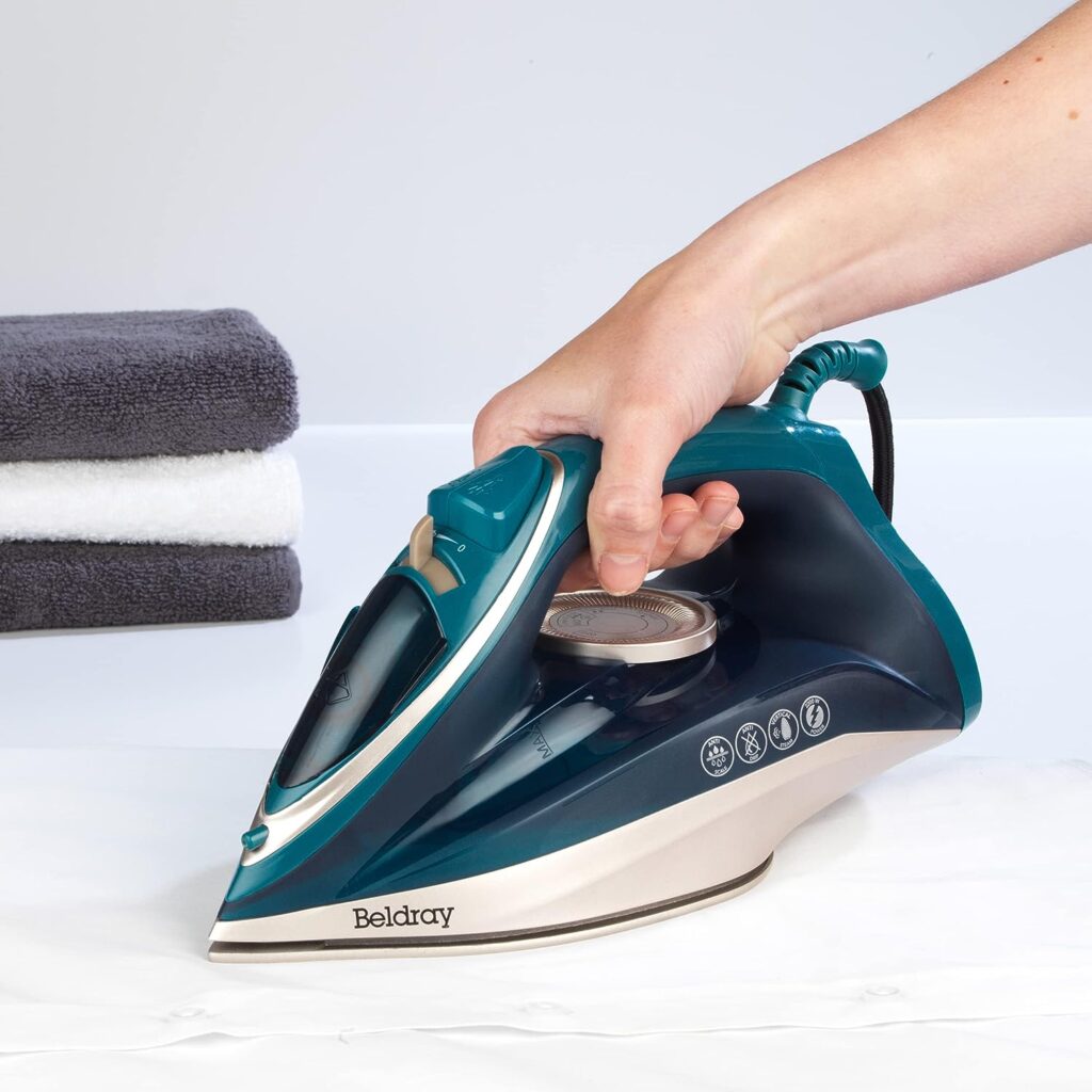 Beldray BEL01480-150 Steam Iron - Dual Precision Ceramic Tip Soleplate, Smooth Glide, 230ml Water Tank, Spray Function, Anti-Calc Drip, 2200W, Adjustable Temperature Control, Self-Cleaning Function