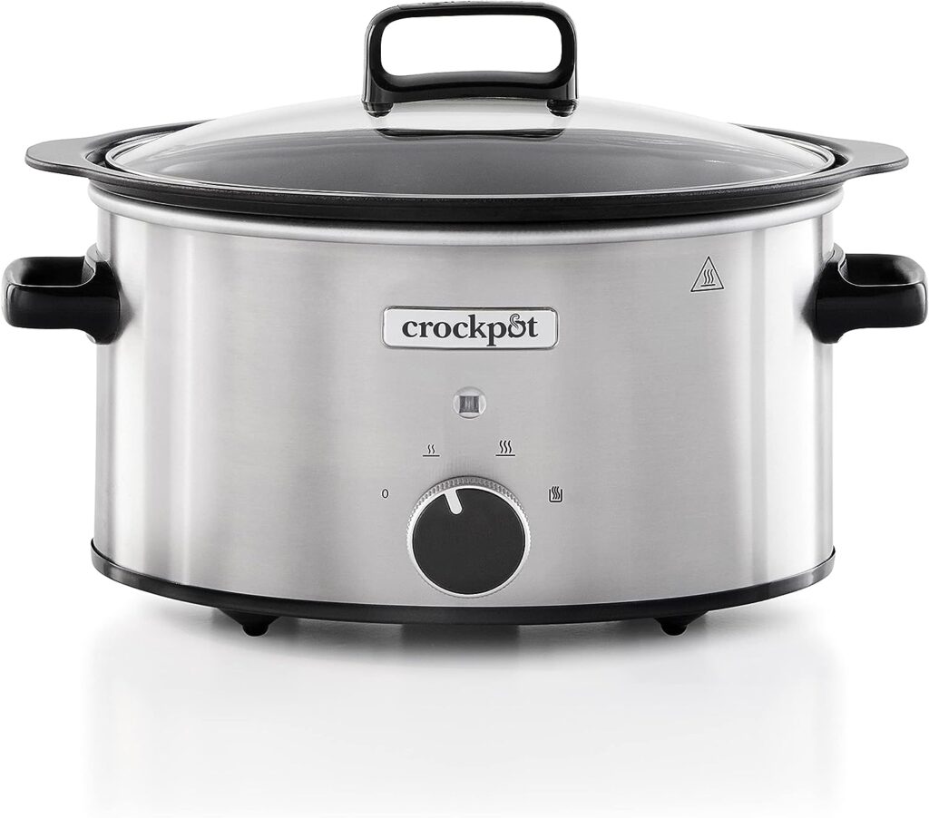Crockpot Sizzle Stew Slow Cooker | 3.5 L (3-4 People) | Removable Hob-Safe Bowl Sears Meat Vegetables | Stainless Steel [CSC085]