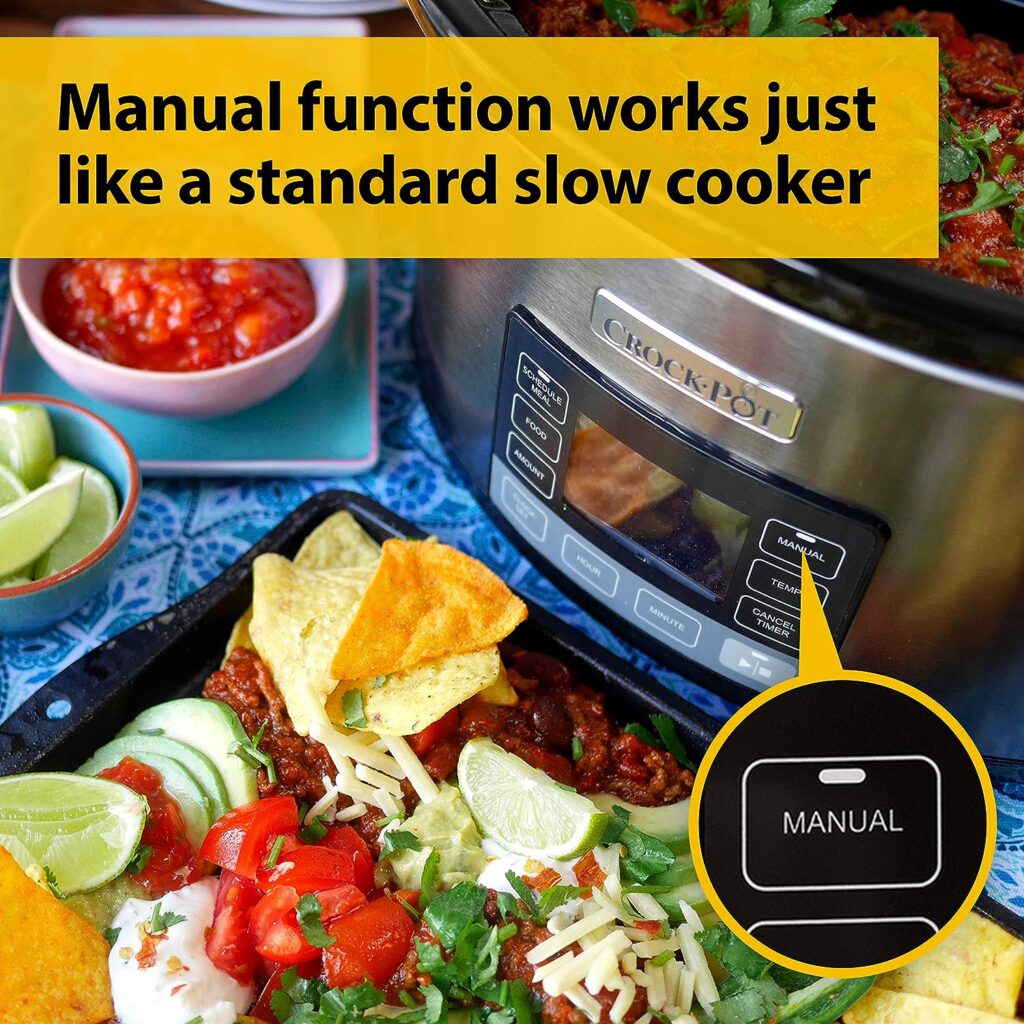 Crockpot TimeSelect Digital Slow Cooker | Programmable Digital Display | 5.6 L (7+ People) | Keep Warm Function | Energy Efficient | Stainless Steel [CSC066]