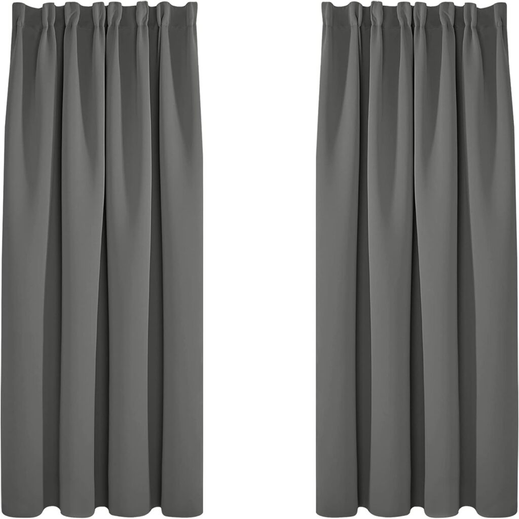 Deconovo Grey Blackout Curtains Thermal Curtains Super Soft Pencil Pleat Blackout Curtains Bedroom 46 x 54 Drop Inch Light Grey Two Panels