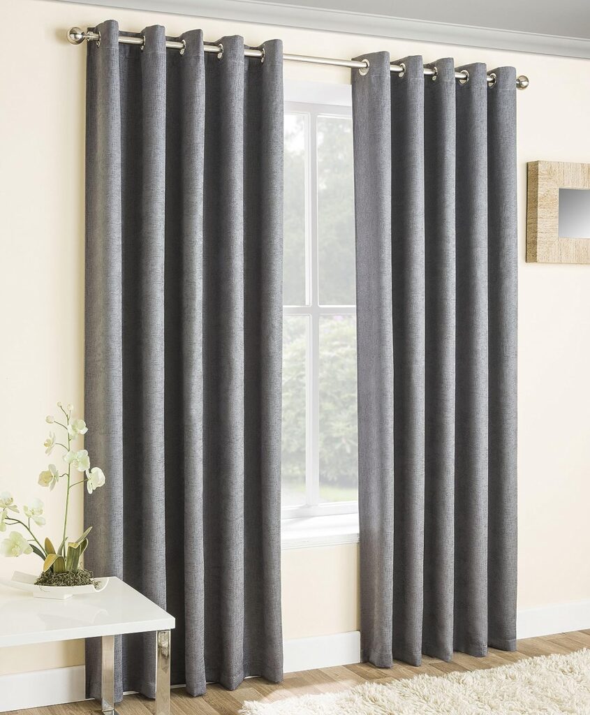 Enhanced Living - Vogue Grey/Silver, Eyelet Curtain, Dimout, Thermal, Blockout Curtain (Width - 46 (117cm) x Drop - 54 (137cm))