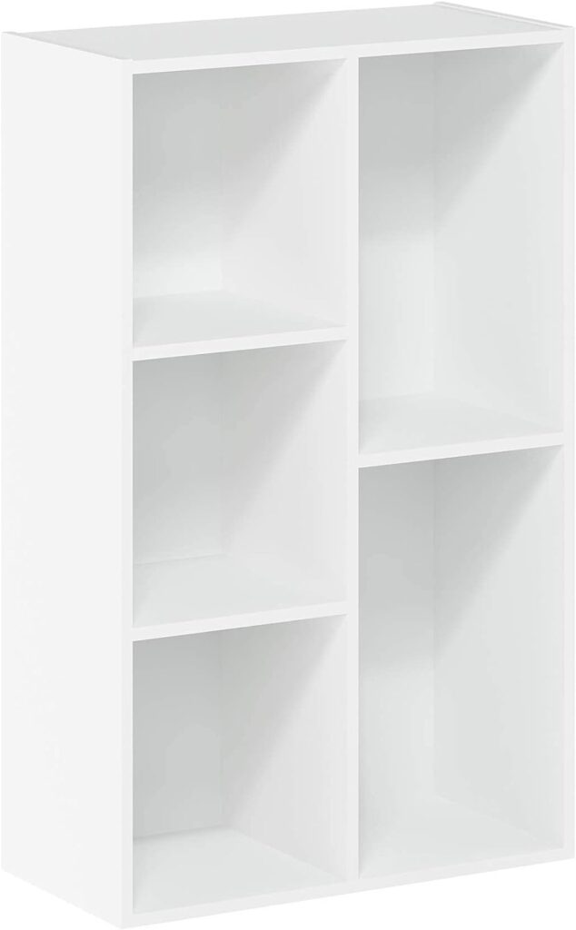 Furinno 5-Cube Reversible Open Shelf Bookcase, Wood, White, one size,11069WH