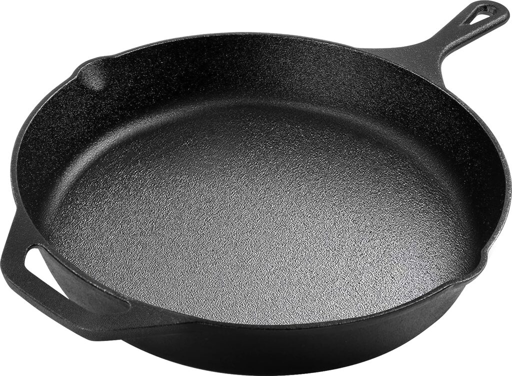 KICHLY Pre-Seasoned Cast Iron Skillet - Frying Pan - Safe Grill Cookware for Indoor Outdoor Use - 12.5 Inch (32 cm) Cast Iron Pan