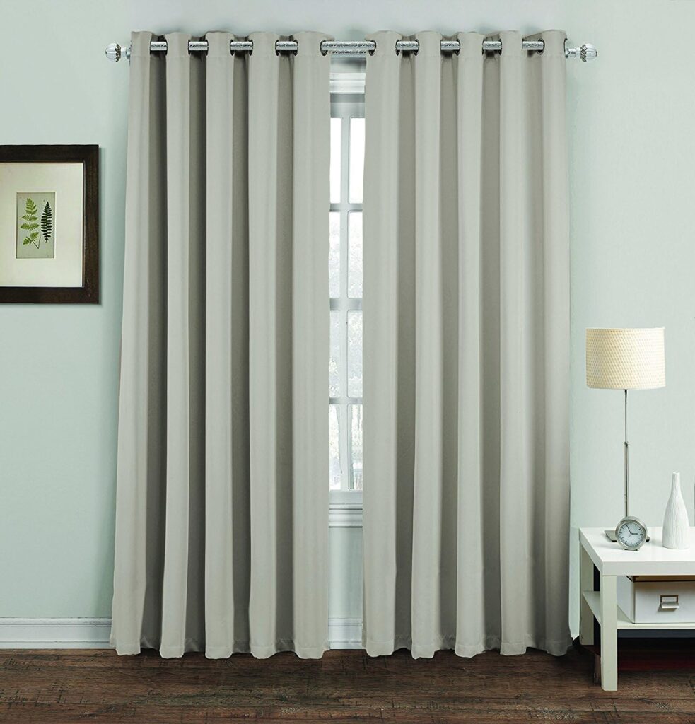 Noahs Linen Thermal Insulated Blackout Curtain Pair Eyelet Ring Top Including Tie Backs 66 (width) x 54(drop) Grey Silver
