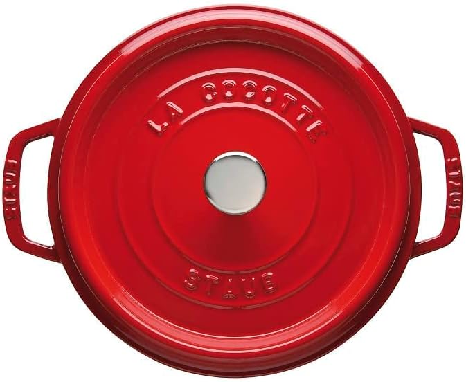 STAUB Cast Iron Roaster/Cocotte, Round, Cherry Red, 24 cm, 3.8 L