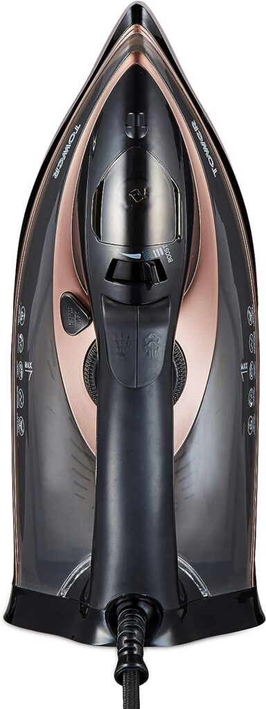 Tower T22013 CeraGlide Steam Iron, Ceramic Sole Plate, 3100 W, Rose Gold and Black.