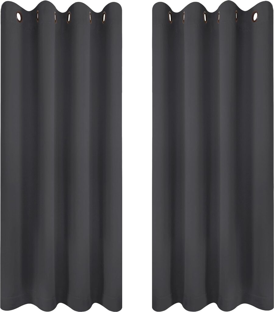 Utopia Bedding Blackout Curtains Grommet Thermal 2 Panels Drapes [Grey, 46 x 54 Inches] Sound Insulated Curtain for Bedroom and Living Room (117x137 cm)