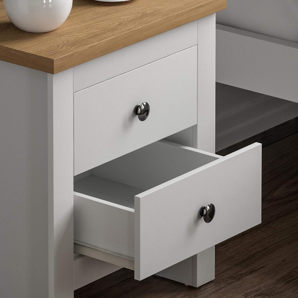 Vida Designs Arlington 2 Drawer Bedside Cabinet Chest of Drawers Table Storage Bedroom (White)