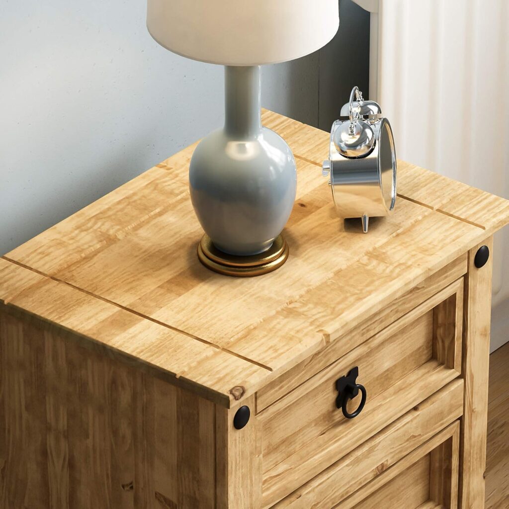 Vida Designs Corona Bedside Chest, 3 Drawer, Solid Pine Wood