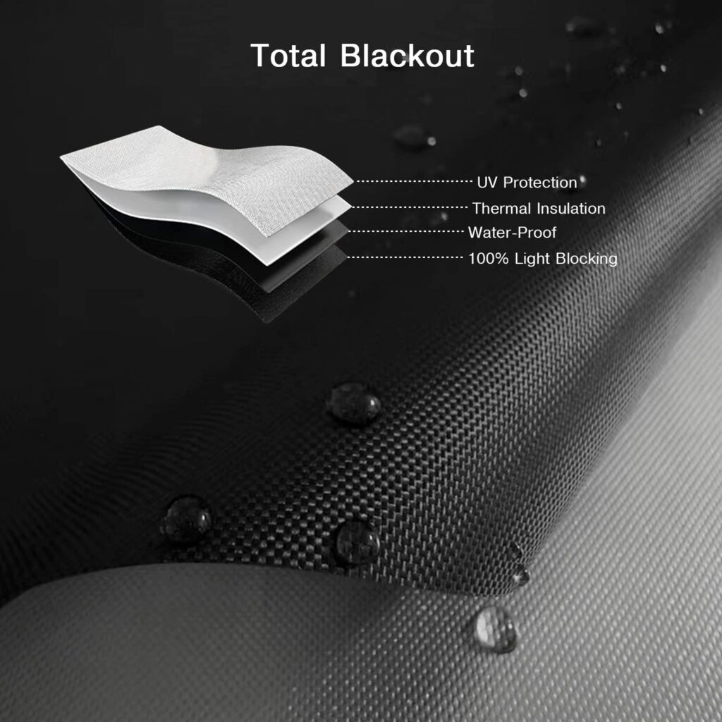 Anjee Blackout Blinds Stick On, Blackout Blind Travel Portable Blackout Blind 4 Large Adhesive Tapes Cut to Size for Any Window, No Drill Blinds for Bedroom, Nursery, 100x145 cm