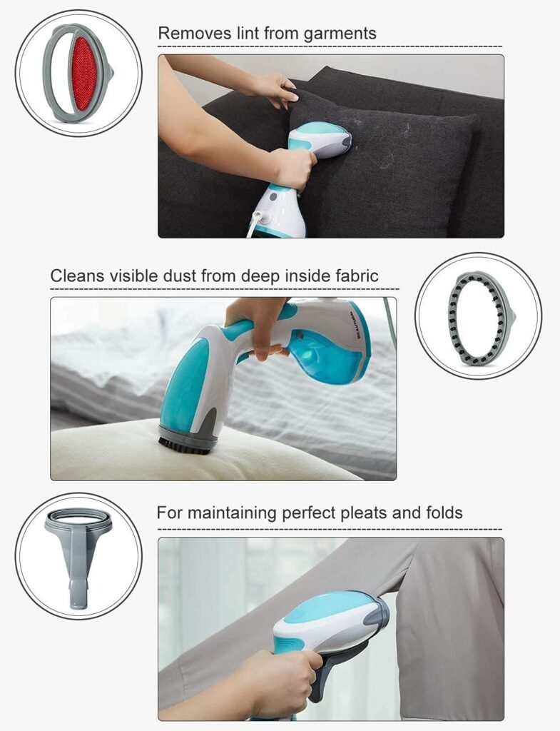 BEAUTURAL Steamer for Clothes, Portable Handheld Garment Fabric Wrinkles Remover, 30-Second Fast Heat-up, Auto-Off, Large Detachable Water Tank