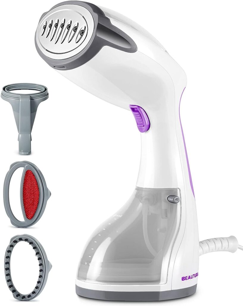 BEAUTURAL Steamer for Clothes, Portable Handheld Garment Fabric Wrinkles Remover, 30-Second Fast Heat-up, Auto-Off, Large Detachable Water Tank