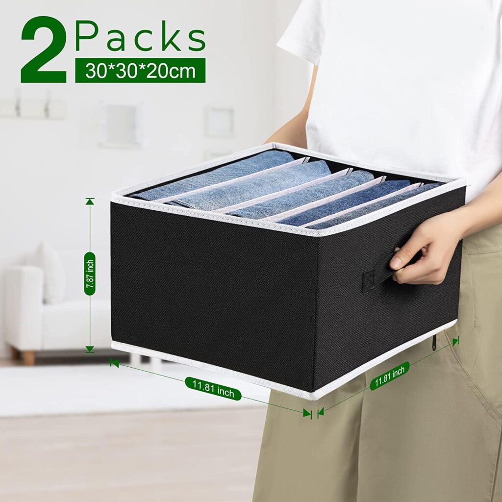 Homsorout Clothes Drawer Organisers, 3 Pack Wardrobe Storage Organiser Foldable Storage Boxes for shelves Fabric Drawer Divides for Clothes, Jeans, Shirts, Blanket, Home Storage