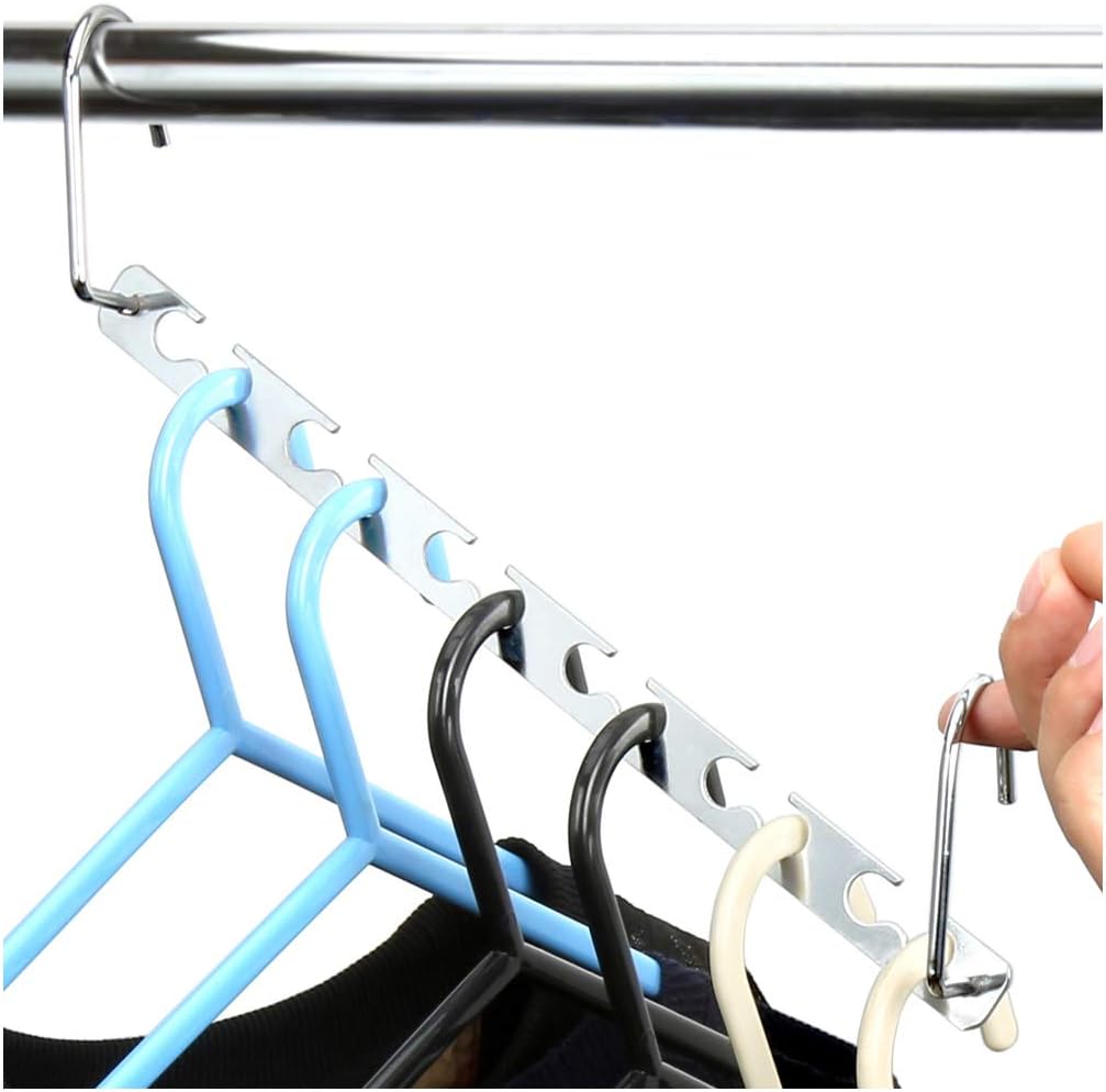 HS 6pcs Wardrobe Clothes Wonder Hanger Hooks Organiser Magic Closet Coat Clothing Organiser Hanging Hangers Metal (Pack of 6)