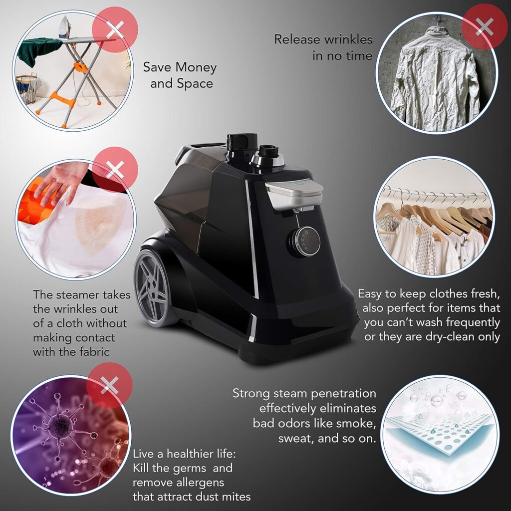 Sabi Powerful 2200 W Garment Steamer Upright with 45g/min steam flow, Steamer Clothing KILLS GERMS and Release Wrinkles in no Time, Clothes Steamer Suitable for all Fabrics