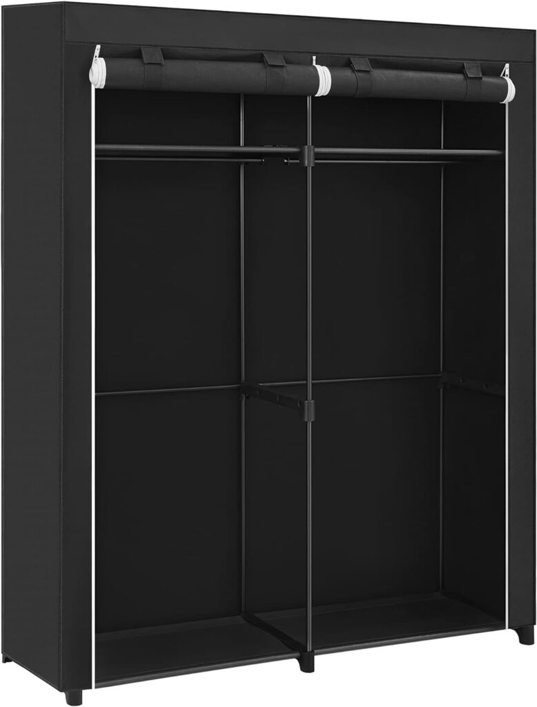 SONGMICS Wardrobe, Clothes Storage Wardrobe for Bedroom with 2 Clothes Rails, Fabric Portable Wardrobe, Collapsible, Clothes Rack, for Closet, 43 x 140 x 174 cm, Grey RYG02GY