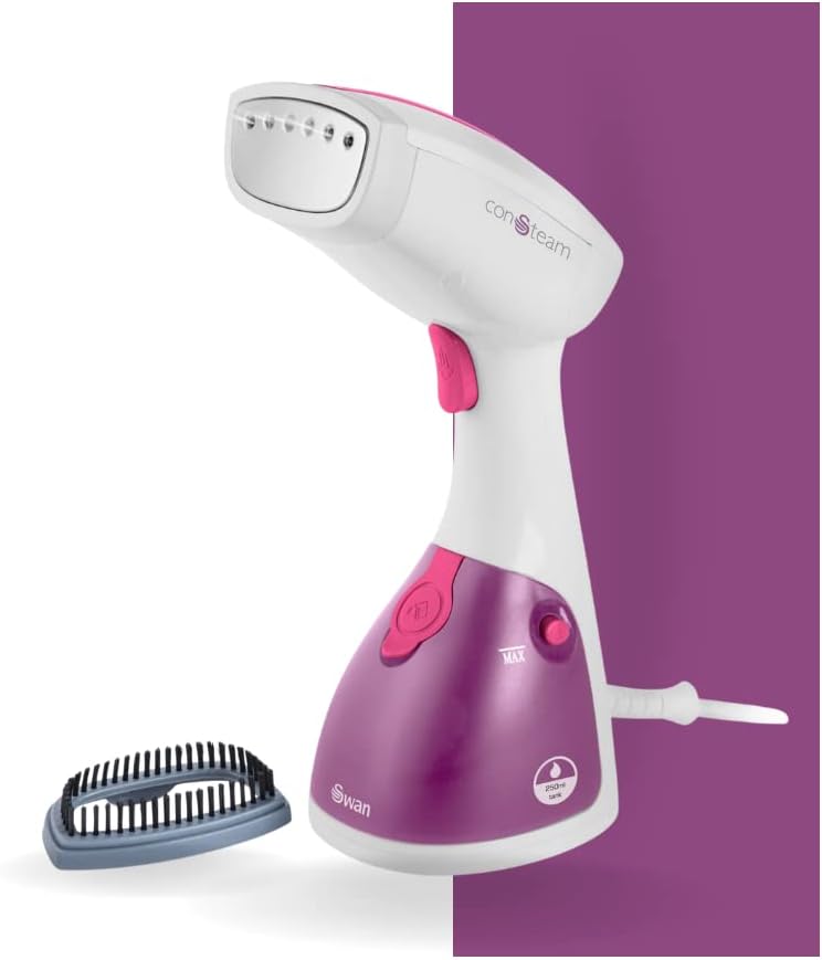 Swan, SI12020N, Handheld Garment Steamer, Lightweight and Compact, 1100W, Iron, Pink