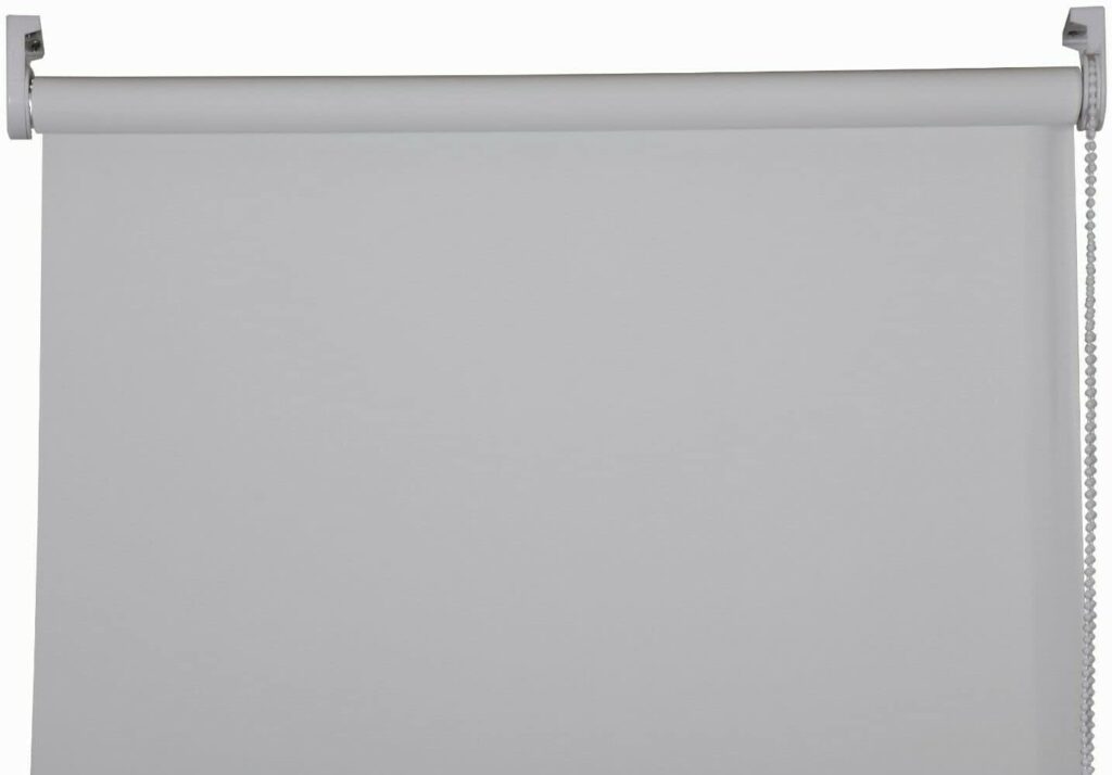 Thermal Insulated Blackout Fabric Roller Blinds, Easy Fit Room Darkening Shades Fittings Included Light Grey (Width 90cm x Length 165cm, Blackout, Grey) (BK004)