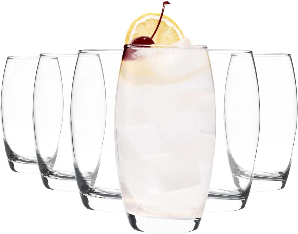 6x Clear 510ml Empire Highball Glasses - Tall Hi Ball Glass Water Gin Juice Cocktail Drinking Glassware Tumblers Set - By LAV