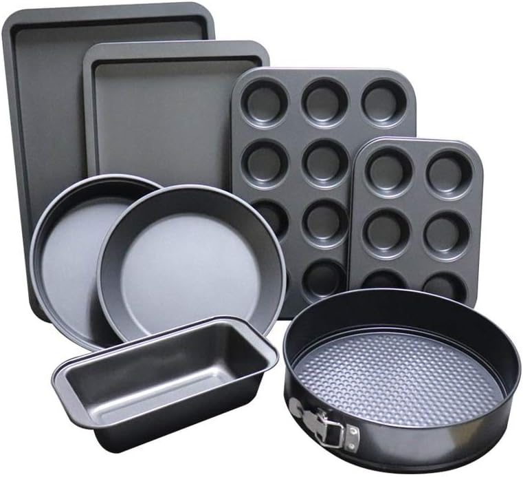 8-Piece Non Stick Bakeware Set Baking Set- with Muffin Tray, Oven Tray, Cake Pan, Loaf Pan Spring Form Cake Tin