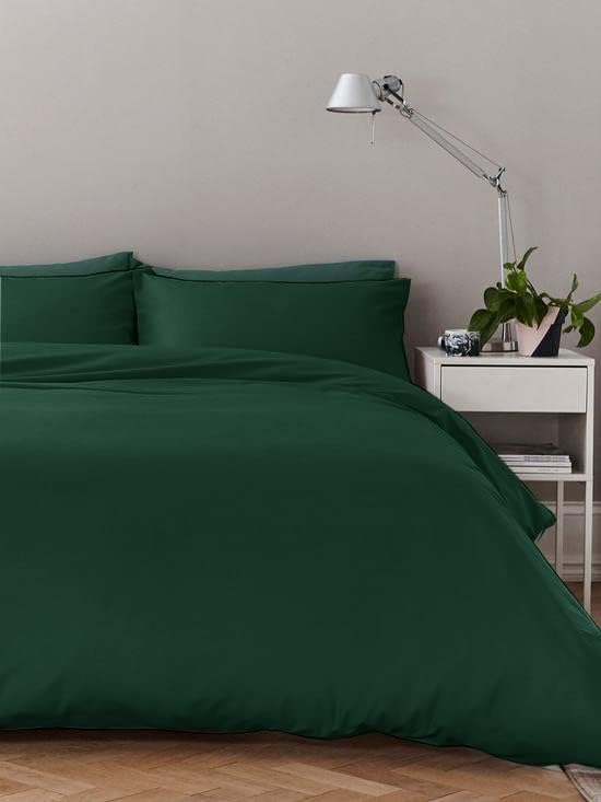 Anti-Allergy Anti-Bacterial Brushed Soft Touch Microfibre Duvet Cover Pillowcase/s Bedding Bed Linen Set (Emerald Green, King)