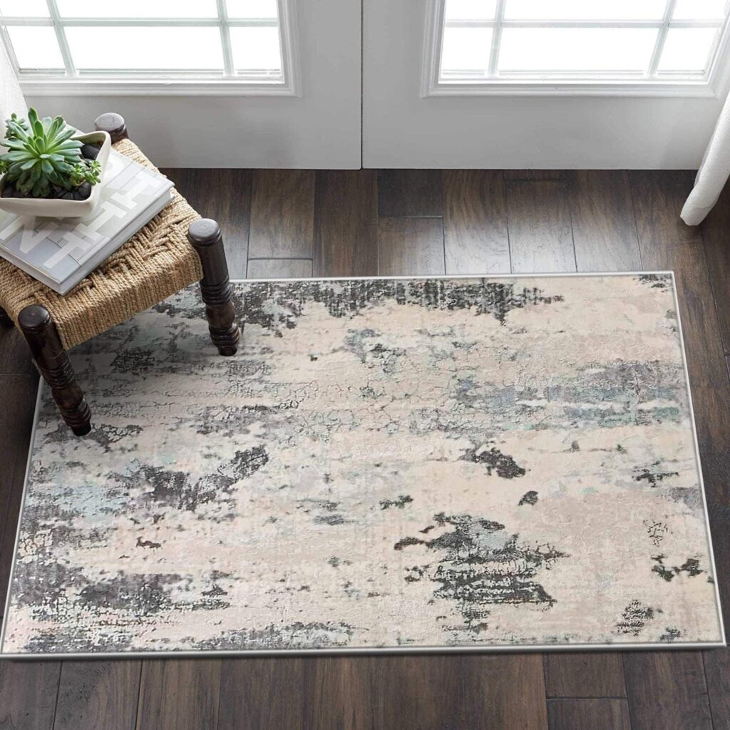 ASIinnsy Area Rugs Modern Abstract Rugs Living Room Large Short Pile Rug Carpet Grey Non-Slip Soft Bedroom Rugs Home Decor (Green/Beige, 80 x 120 cm)