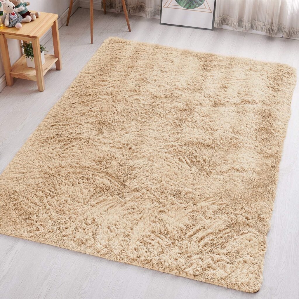 Aspire Homeware Rugs Living Room - Grey Area Rugs for Bedroom Anti Slip - Modern Super Soft Thick Pile Small Fluffy Shaggy Rug Non Shedding, 50cm x 80 cm