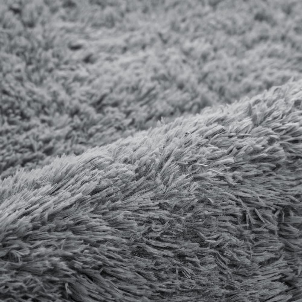 Aspire Homeware Rugs Living Room - Grey Area Rugs for Bedroom Anti Slip - Modern Super Soft Thick Pile Small Fluffy Shaggy Rug Non Shedding, 50cm x 80 cm